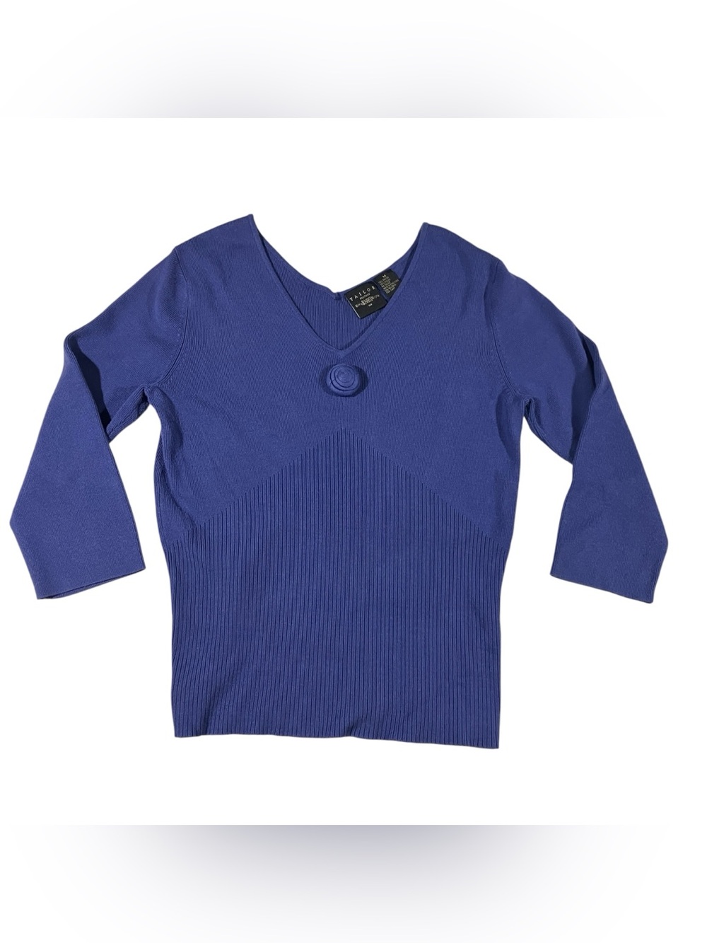 Vintage Periwinkle Rosette Sweater Tailor B Moss  Medium Coquette 90’s Y2K